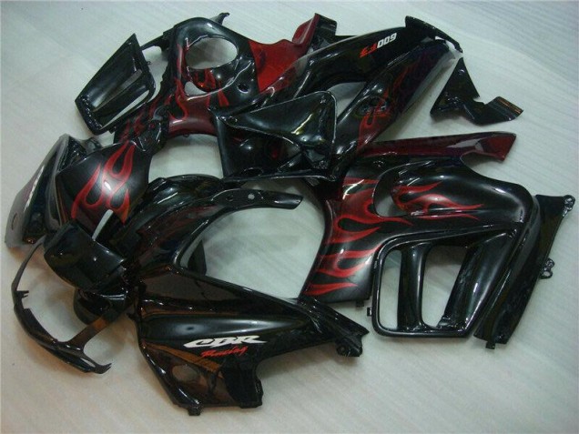 Affordable 1995-1998 Black Red Flame Honda CBR600 F3 Motorcyle Fairings