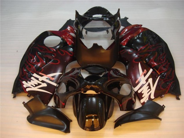 Affordable 1996-2007 Black Red Flame Suzuki GSXR 1300 Hayabusa Motorbike Fairing