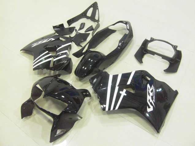 Affordable 1998-2001 Black White Stripe Honda VFR800 Motorcycle Fairings Kit