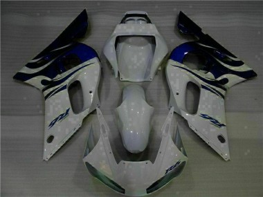 Affordable 1998-2002 White Blue Yamaha YZF R6 Bike Fairings