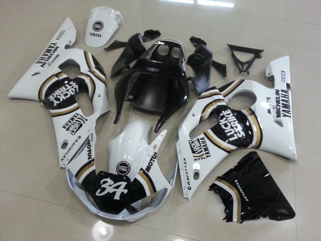 Affordable 1998-2002 White Black Yamaha YZF R6 Motorcycle Fairing