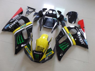 Affordable 1998-2002 Black Yellow Monster Yamaha YZF R6 Bike Fairings