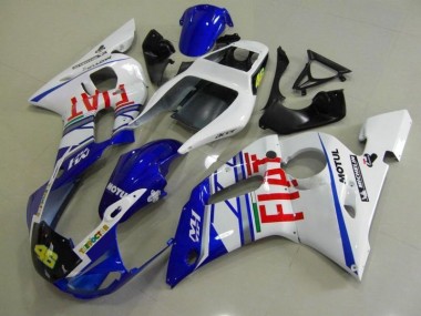 Affordable 1998-2002 Blue White Fiat Yamaha YZF R6 Motorcycle Fairings Kit