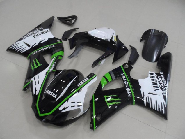 Affordable 2000-2001 Black White Green Monster Yamaha YZF R1 Motorbike Fairing