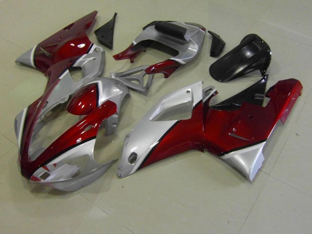 Affordable 2000-2001 Red and Silver Yamaha YZF R1 Replacement Motorcycle Fairings