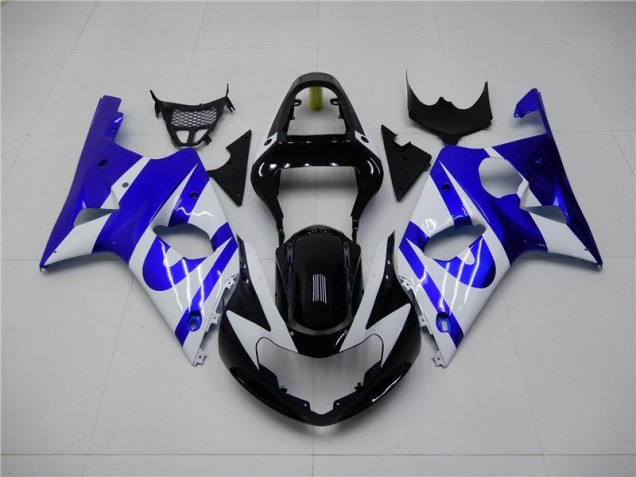 Affordable 2000-2002 Blue White Suzuki GSXR 1000 Bike Fairing Kit