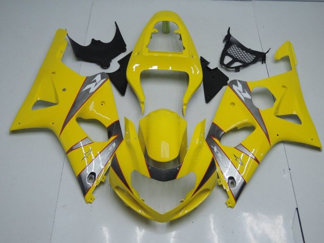 Affordable 2000-2002 Yellow and Grey Suzuki GSXR 1000 Motorcycle Fairings Kits