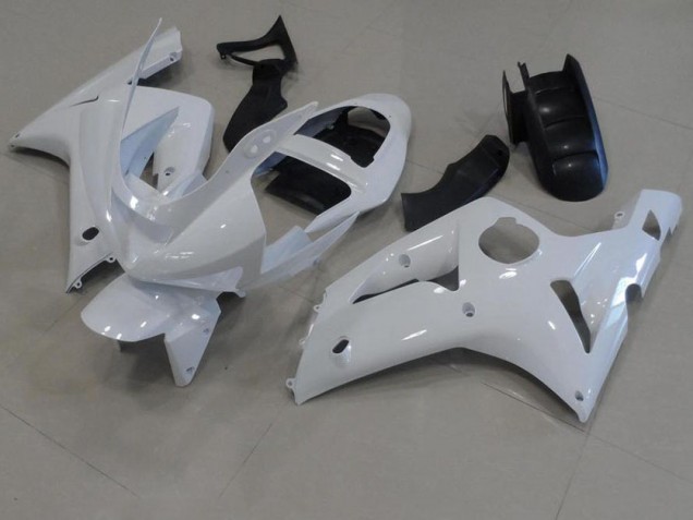 Affordable 2003-2004 White Kawasaki ZX6R Bike Fairings