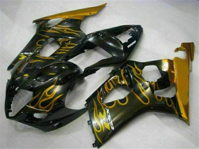 Affordable 2003-2004 Gold Black Suzuki GSXR 1000 Motorcycle Fairing Kit