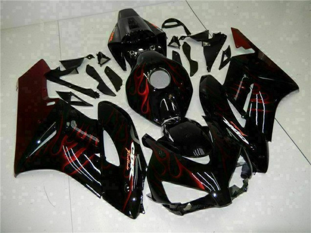 Affordable 2004-2005 Red Flame Black Honda CBR1000RR Replacement Fairings