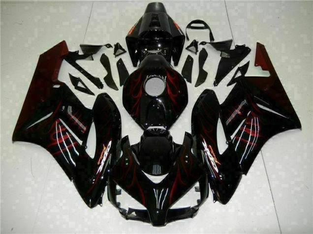 Affordable 2004-2005 Red Flame Black Honda CBR1000RR Replacement Fairings