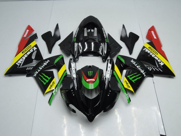 Affordable 2003-2005 Black Yellow Monster Kawasaki ZX10R Replacement Motorcycle Fairings