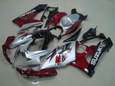 Affordable 2005-2006 Silver Red Suzuki GSXR 1000 Bike Fairings