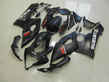 Affordable 2005-2006 Matte Black with White Decals Suzuki GSXR 1000 Bike Fairing Kit