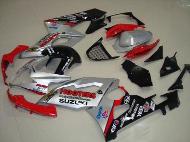 Affordable 2005-2006 Silver and Red Suzuki GSXR 1000 Motorcycle Fairings Kits