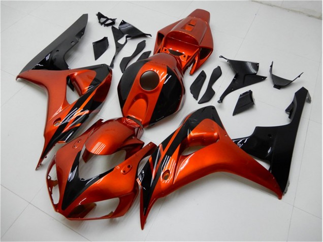 Affordable 2006-2007 Orange Black Honda CBR1000RR Motorcycle Fairings Kit