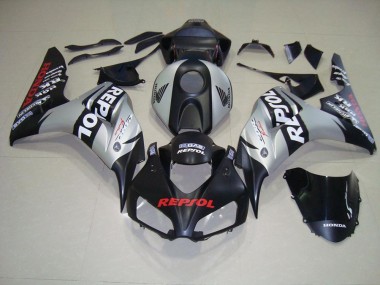 Affordable 2006-2007 Matte Black Silver Repsol Honda CBR1000RR Motorcycle Fairing