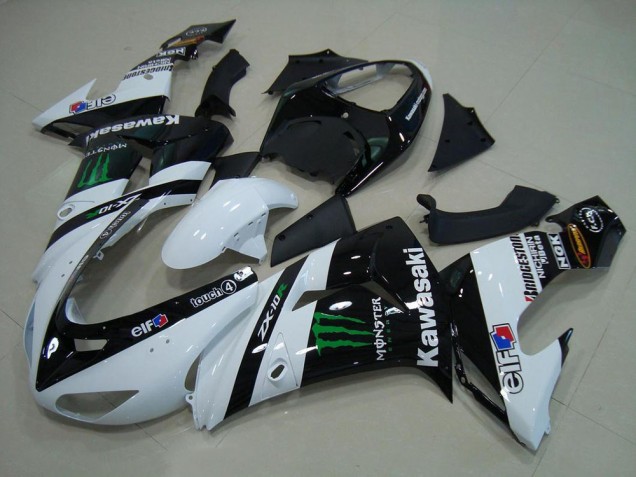 Affordable 2006-2007 White Monster Kawasaki ZX10R Motorcycle Bodywork