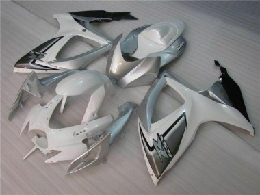 Affordable 2006-2007 White Silver Suzuki GSXR 600/750 Bike Fairings