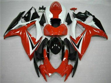 Affordable 2006-2007 Red White Suzuki GSXR 600/750 Motorcycle Fairings Kits