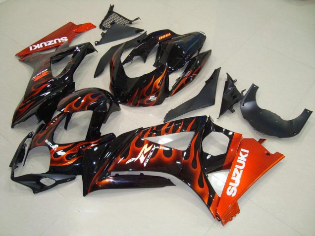 Affordable 2007-2008 Orange Flame Suzuki GSXR 1000 K7 Motorbike Fairing Kits