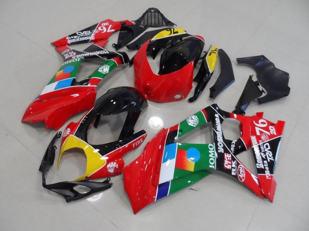 Affordable 2007-2008 Red and Green Suzuki GSXR 1000 K7 Motorcycle Fairings Kits