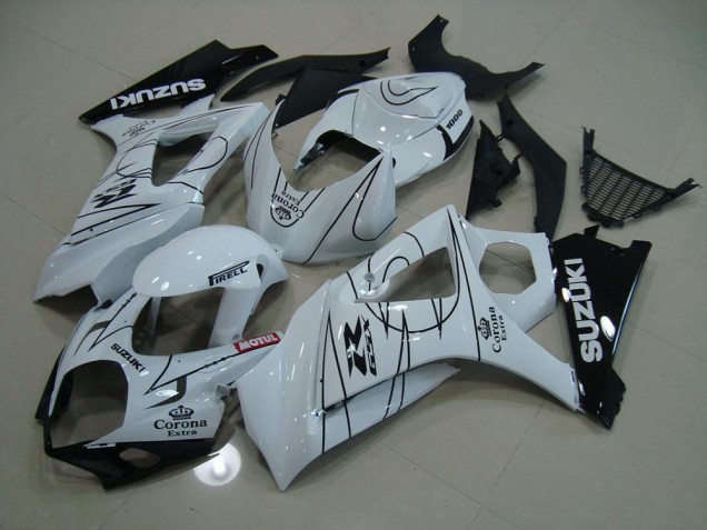 Affordable 2007-2008 White Corona Suzuki GSXR 1000 K7 Replacement Fairings