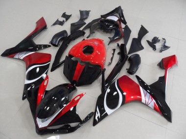 Affordable 2007-2008 Black Red Glossy Yamaha YZF R1 Motorcycle Replacement Fairings