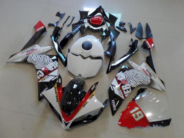 Affordable 2007-2008 Black White Red Yamaha YZF R1 Motor Fairings