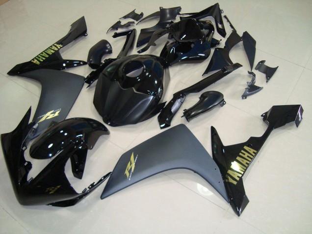 Affordable 2007-2008 Matte Black Gold Yamaha YZF R1 Bike Fairings