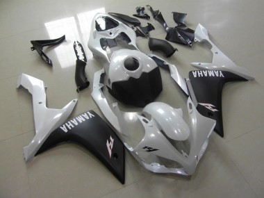 Affordable 2007-2008 Pearl White Matte Black Yamaha YZF R1 Replacement Motorcycle Fairings