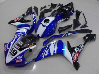 Affordable 2007-2008 White Blue Yamaha YZF R1 Moto Fairings