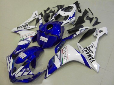 Affordable 2007-2008 White Blue Tri Colour Yamaha YZF R1 Motorcycle Replacement Fairings