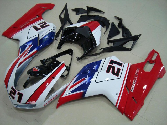 Affordable 2007-2014 Black White Red 21 Ducati 848 1098 1198 Motor Fairings