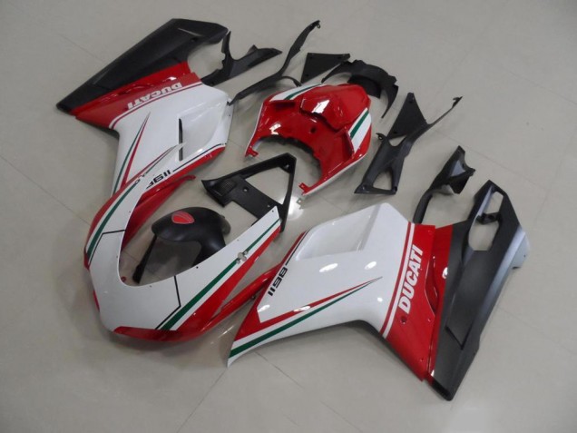 Affordable 2007-2014 Red White Ducati 848 1098 1198 Replacement Motorcycle Fairings