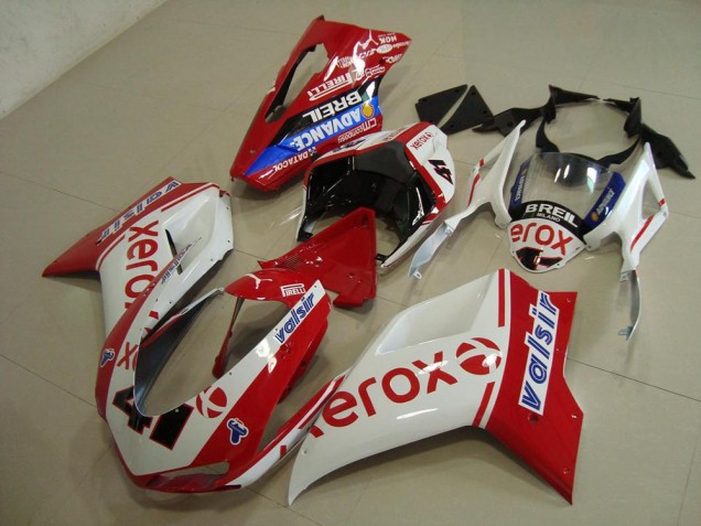 Affordable 2007-2014 White Red Xerox Ducati 848 1098 1198 Bike Fairings