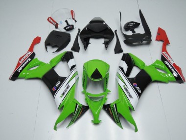 Affordable 2008-2010 White Black and Green Kawasaki ZX10R Motorcycle Fairing Kits