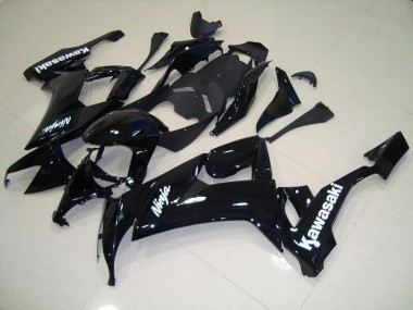 Affordable 2008-2010 Glossy Black with White Sticker Kawasaki ZX10R Motorcycle Fairing Kit