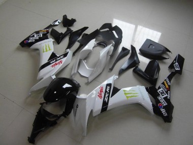 Affordable 2008-2010 White Monster Kawasaki ZX10R Bike Fairings