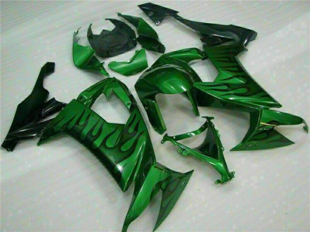 Affordable 2008-2010 Green Flame Kawasaki ZX10R Bike Fairings