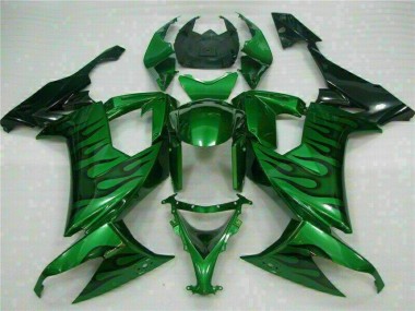 Affordable 2008-2010 Green Flame Kawasaki ZX10R Bike Fairings