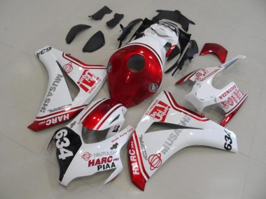 Affordable 2008-2011 White Red HARC Pro PIAA 634 Honda CBR1000RR Motor Fairings