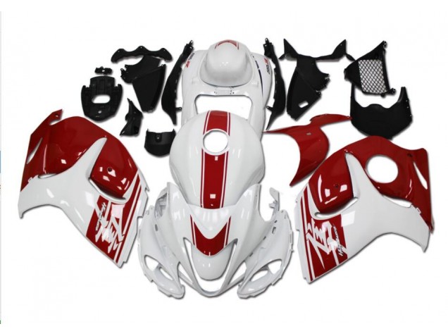 Affordable 2008-2019 White Red Suzuki GSXR 1300 Hayabusa Replacement Fairings