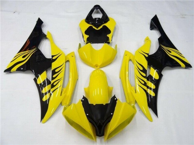 Affordable 2008-2016 Yellow Black Yamaha YZF R6 Motorcycle Replacement Fairings