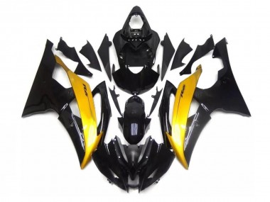 Affordable 2008-2016 Black Gold Yamaha YZF R6 Motorcycle Fairing Kits