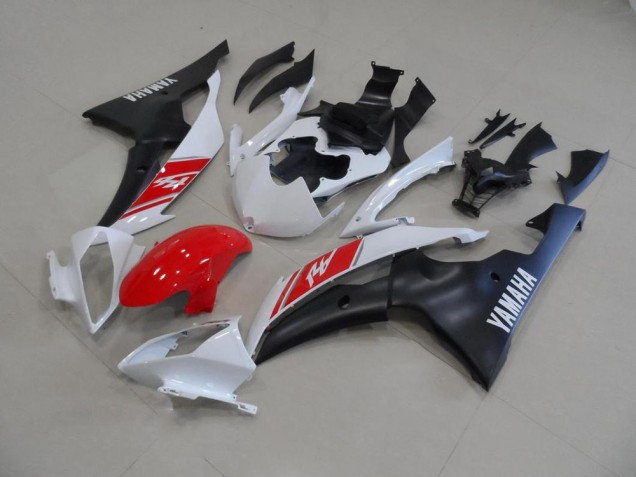 Affordable 2008-2016 White and Matte Black Yamaha YZF R6 Moto Fairings