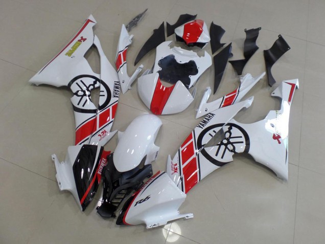 Affordable 2008-2016 White with Big Yamaha Logo Yamaha YZF R6 Motorcycle Replacement Fairings