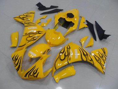 Affordable 2009-2011 Yellow Black Flame Yamaha YZF R1 Motorcycle Fairings