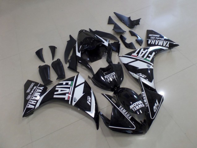 Affordable 2009-2011 Black White Fiat Yamaha YZF R1 Motorcycle Fairing Kit