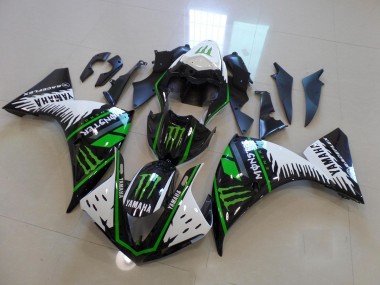 Affordable 2009-2011 White Green Big Monster Yamaha YZF R1 Motor Fairings